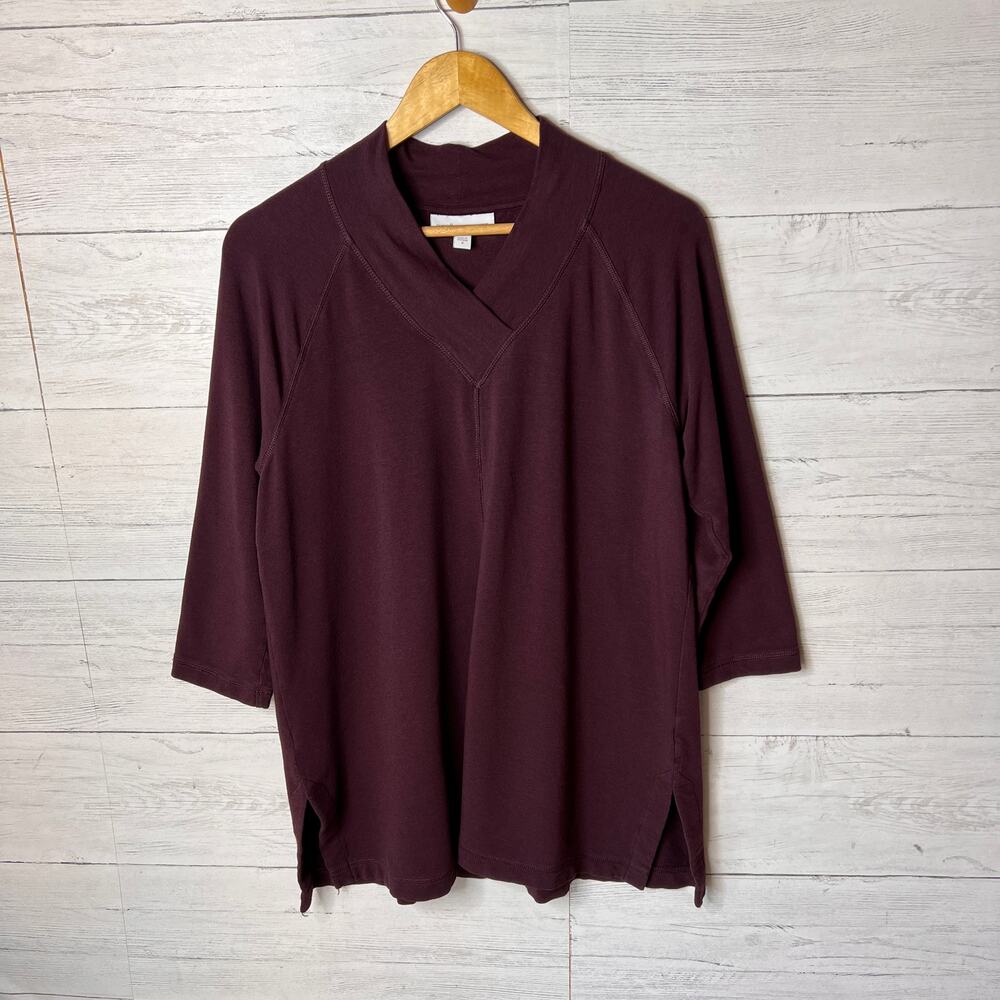 Pure Jill Top Womens Size Medium Dark Wine Affinity French Terry Long Sleeve - Picture 3 of 14